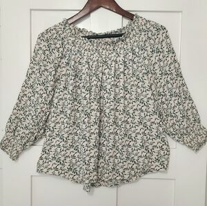Melloday Smock Neck Peasant Blouse 3/4 Sleeve Medium
